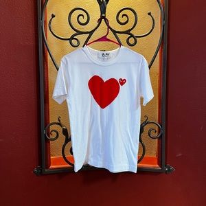CDG Play Double Red Heart Tee